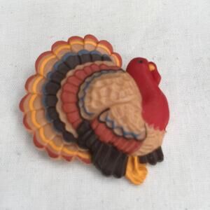 Vintage Turkey Thanksgiving Plastic Multicolor Brooch Costume Jewelry Pin